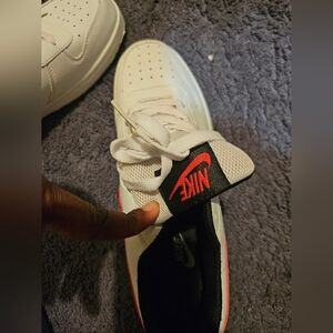 Nike Men's White Sneakers with Red Accents